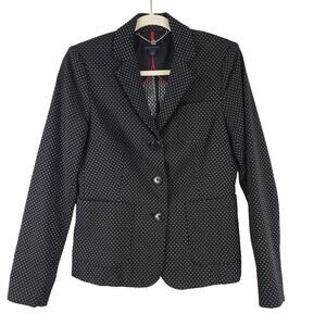Tommy Hilfiger Womens Size 6 Polka Dot Blazer Jacket Black Preppy Academia Twee